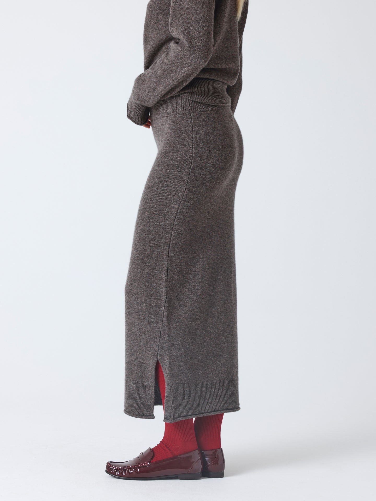 Dalia - Rock aus Wolle und Kaschmir - heather taupe