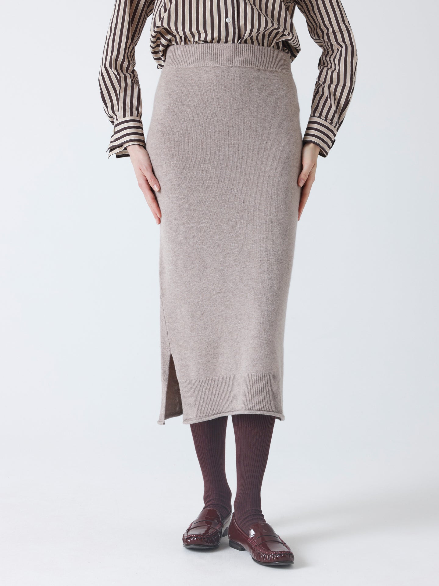 dalia - Jupe laine et cachemire - light heather beige