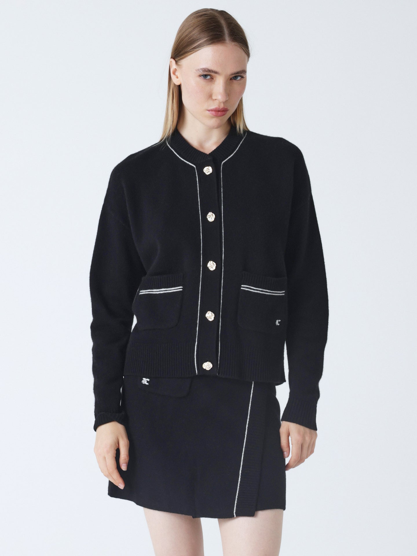 Luana - Wool and cashmere bomber jacket - black