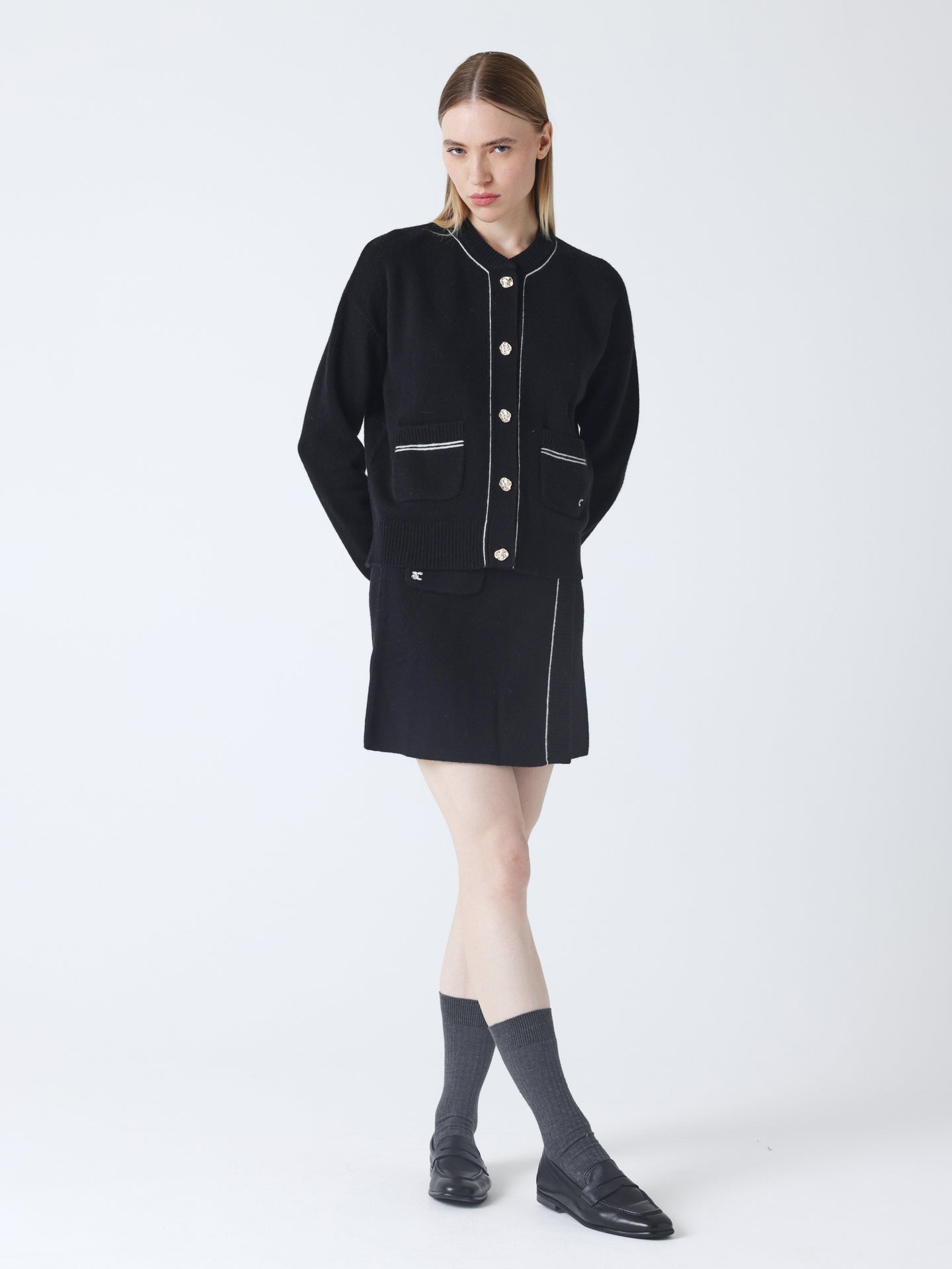 Luana - Wool and cashmere bomber jacket - black