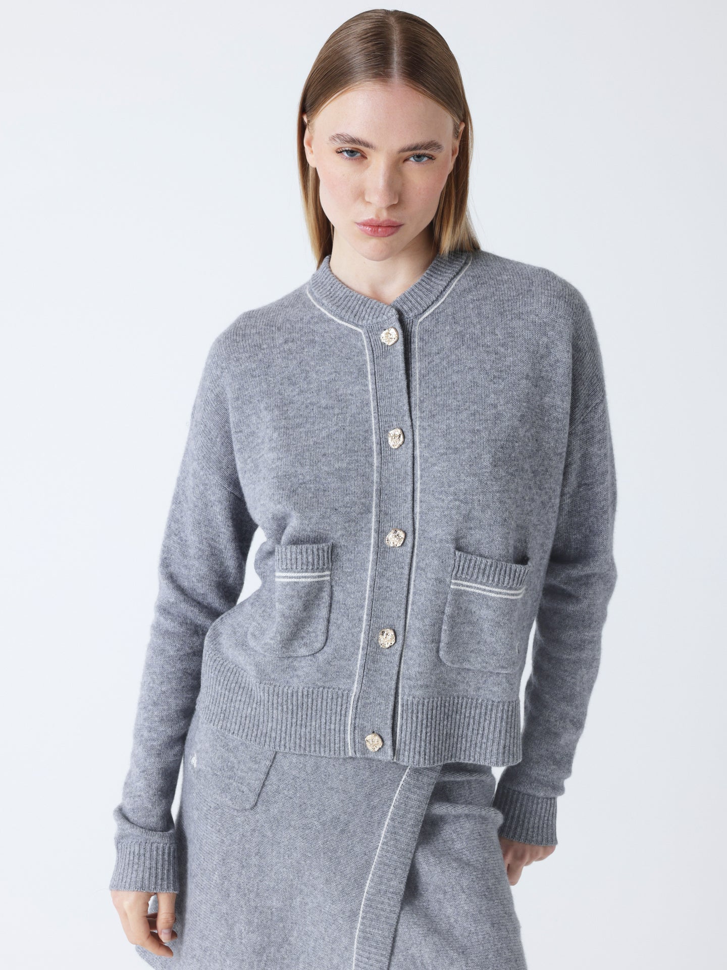 Luana - Wool and cashmere bomber jacket - heather gray