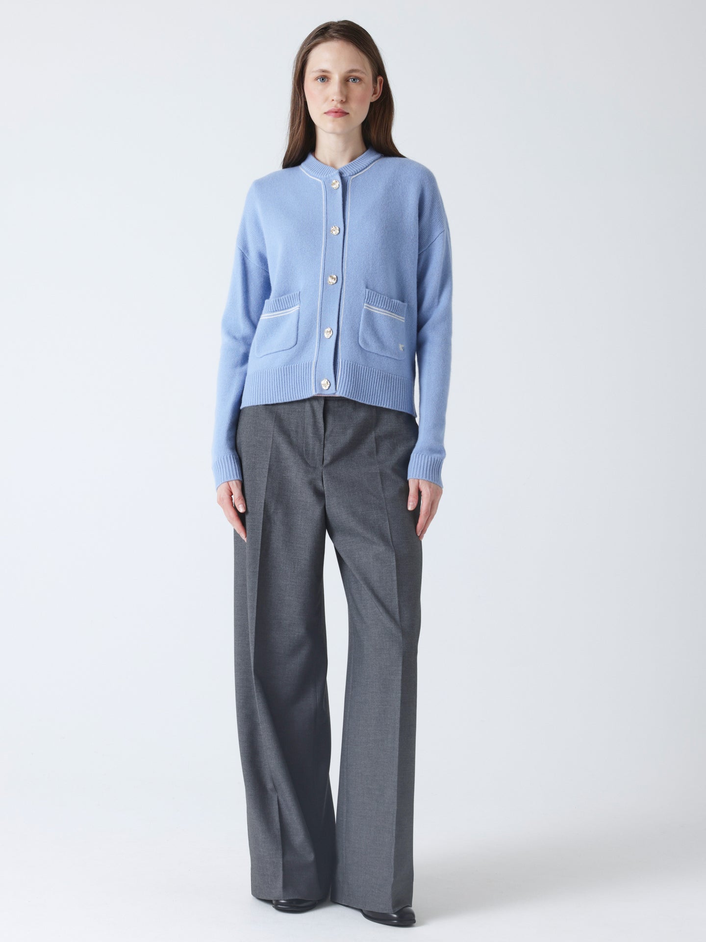 Luana - Wool and cashmere bomber jacket - sky