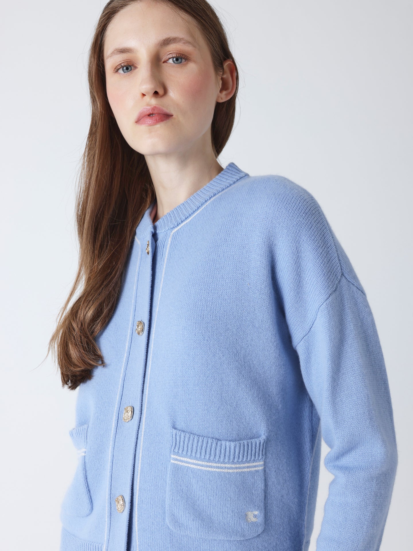 Luana - Wool and cashmere bomber jacket - sky