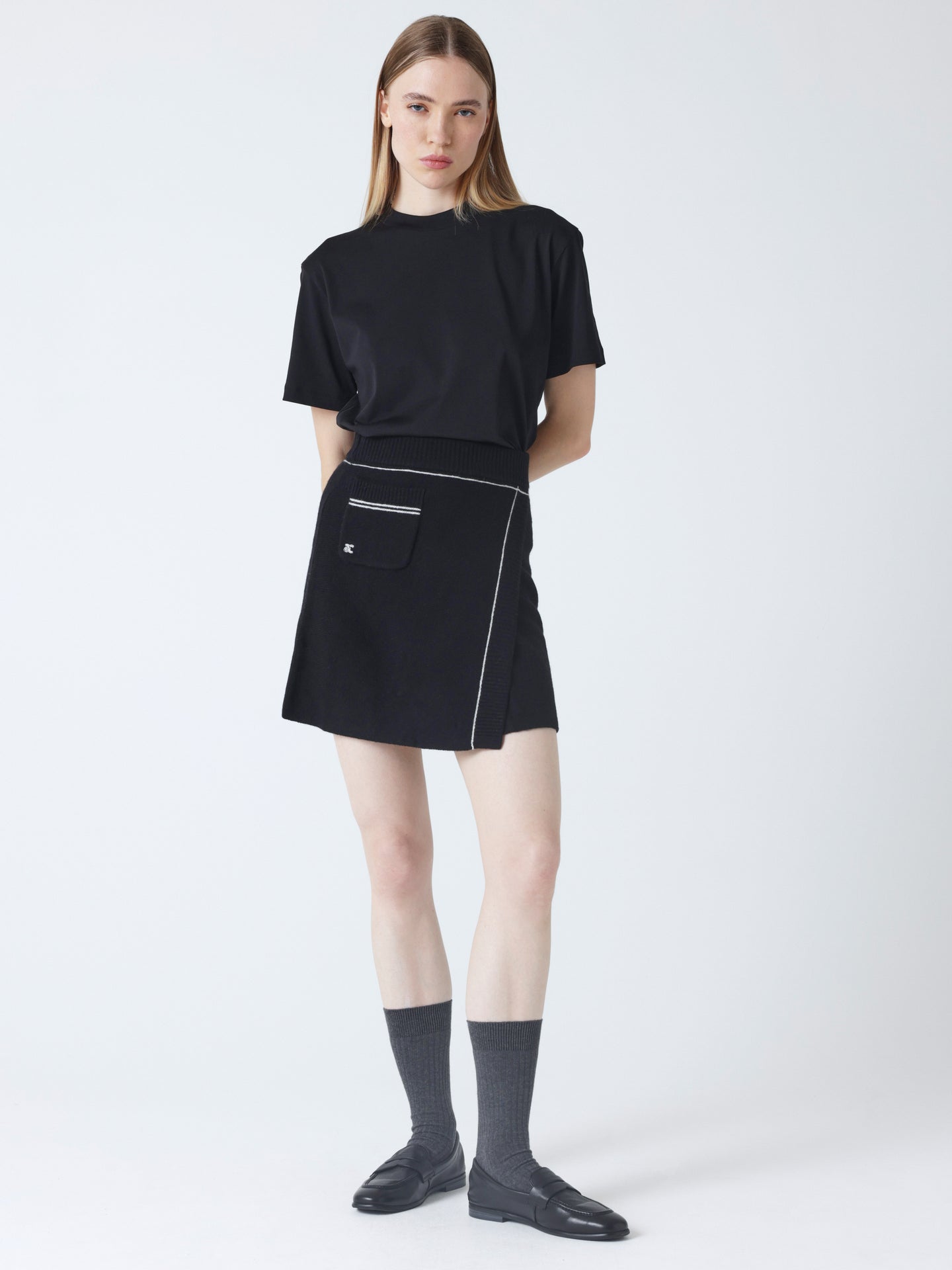 stella - Jupe laine et cachemire - black