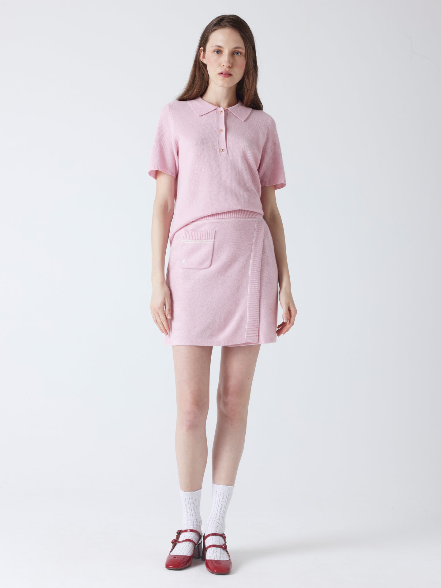Stella - Wool and cashmere skirt - blush