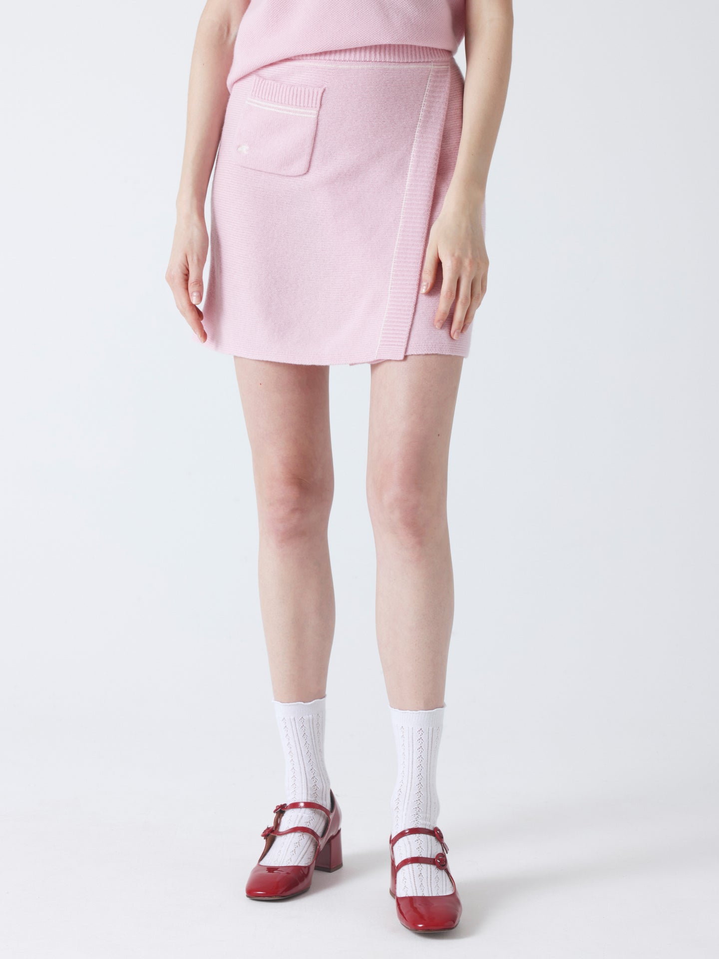 Stella - Wool and cashmere skirt - blush