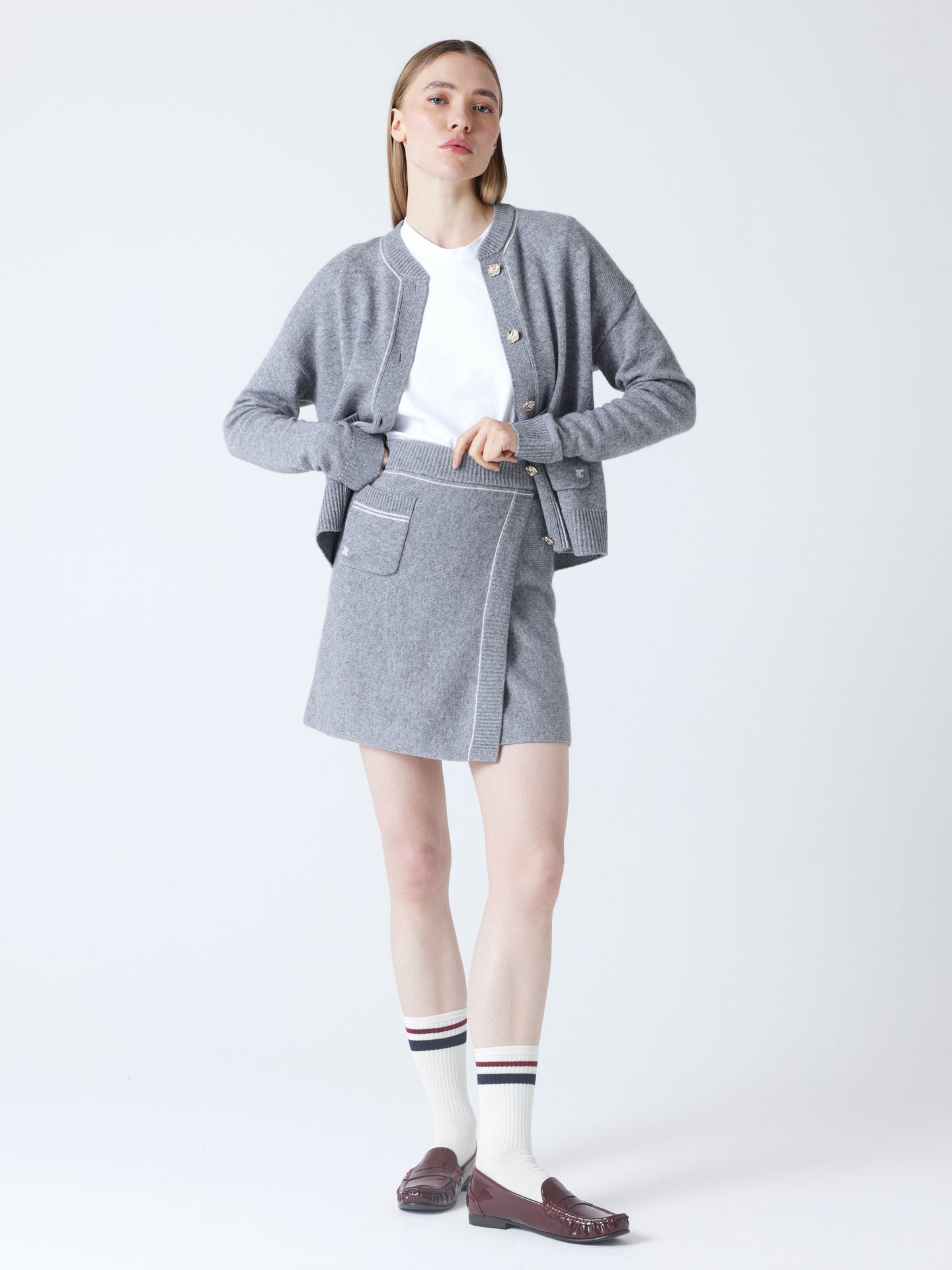 Stella - Rock aus Wolle und Kaschmir - heather grey