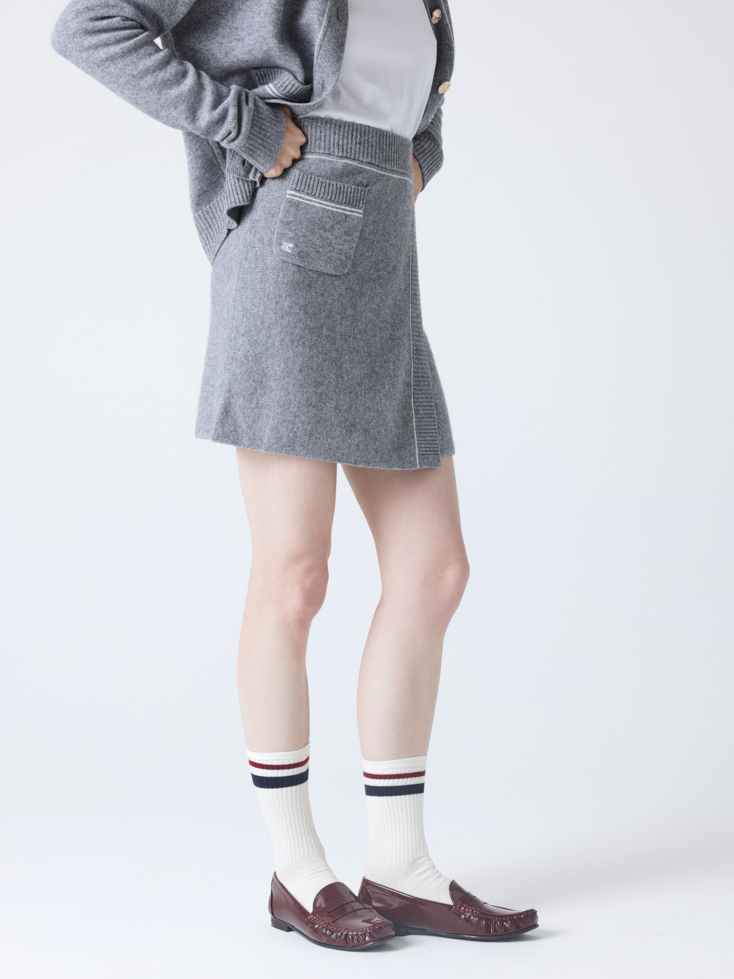 Stella - Rock aus Wolle und Kaschmir - heather grey