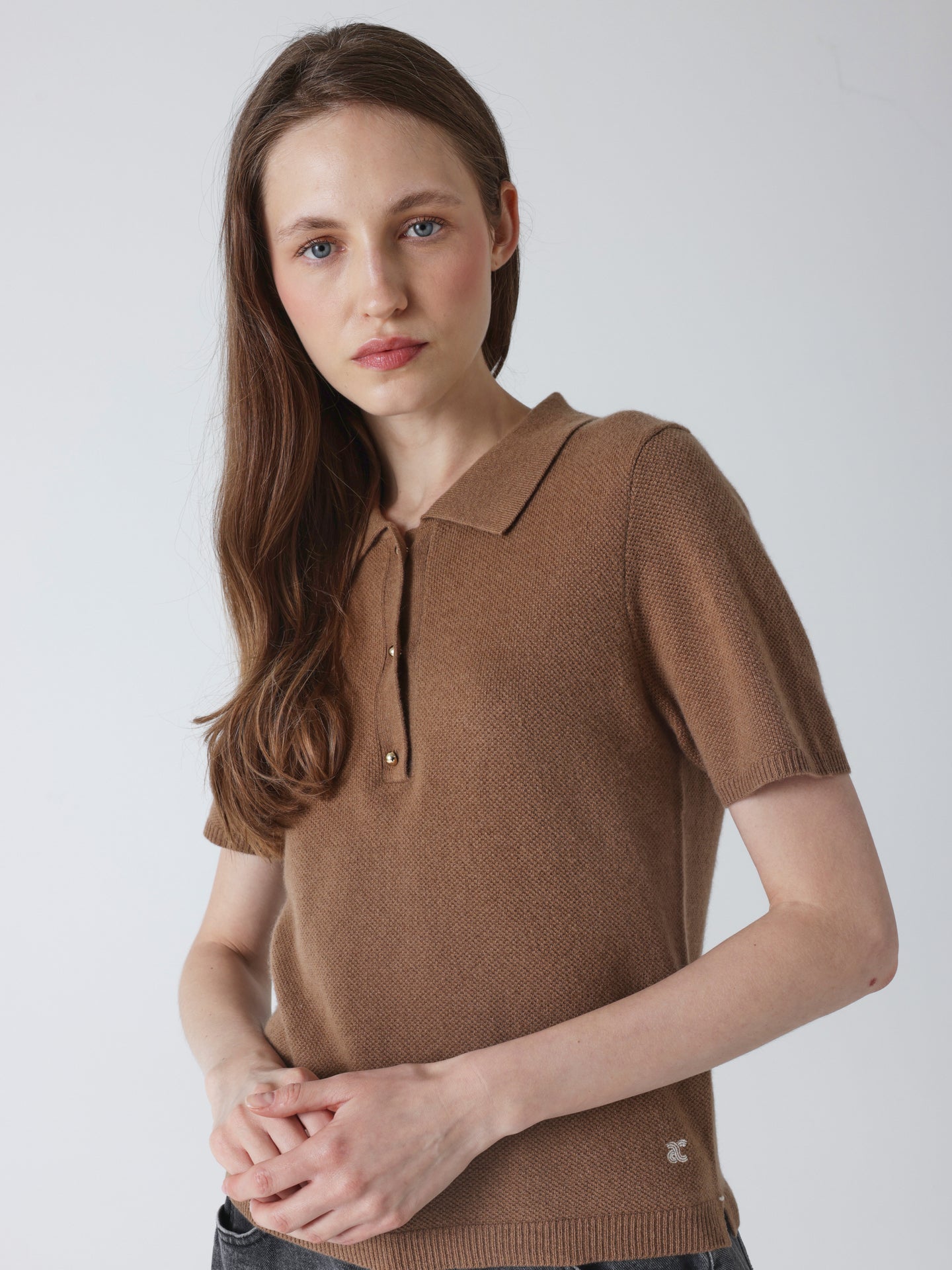 Giulia - Wool and cashmere polo sweater - camel