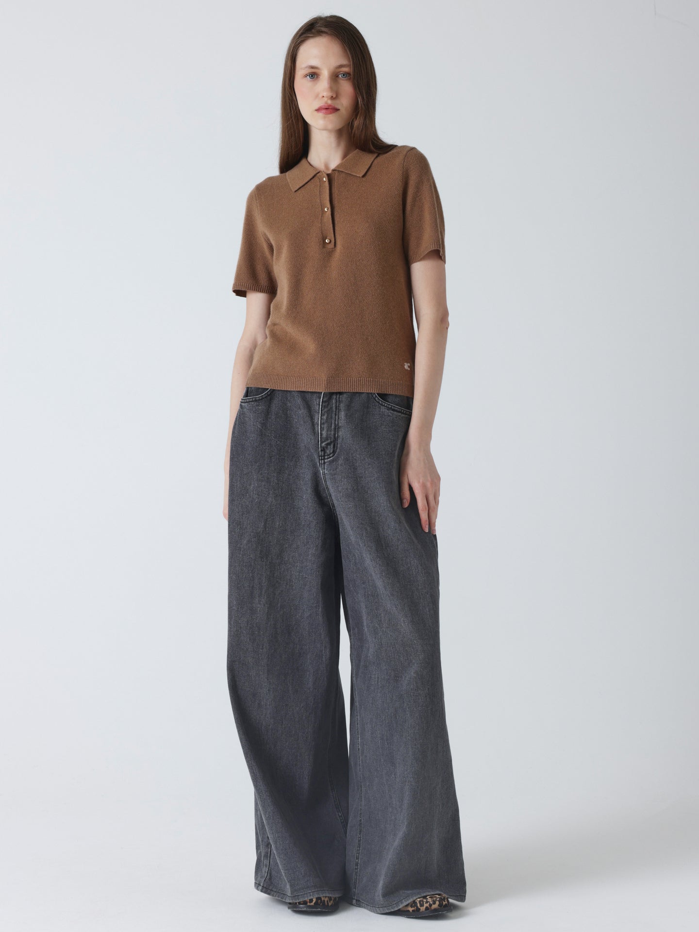 Giulia - Wool and cashmere polo sweater - camel