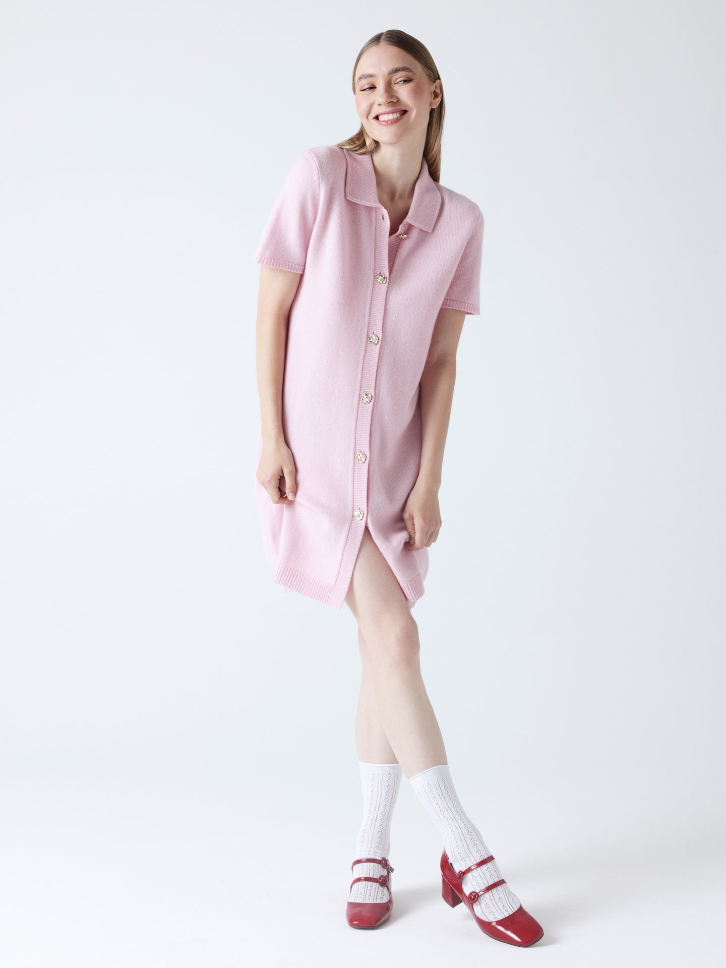 Marika - Polokleid aus Wolle und Kaschmir - blush