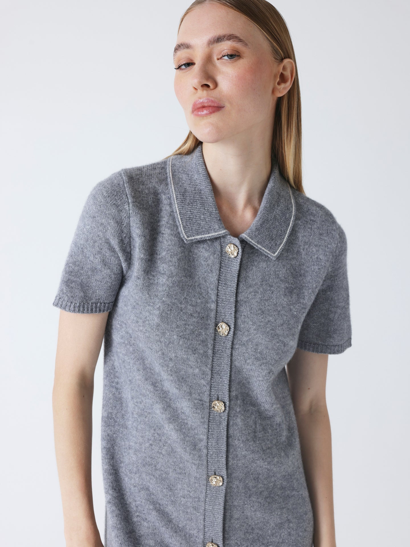 Marika - Polokleid aus Wolle und Kaschmir - heather grey