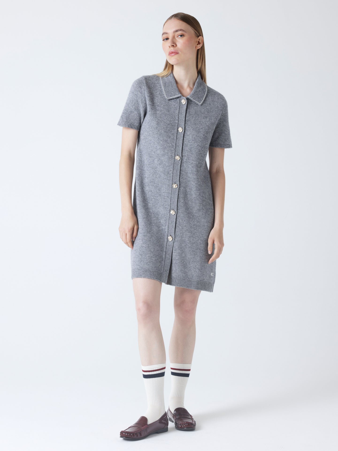 Marika - Polokleid aus Wolle und Kaschmir - heather grey