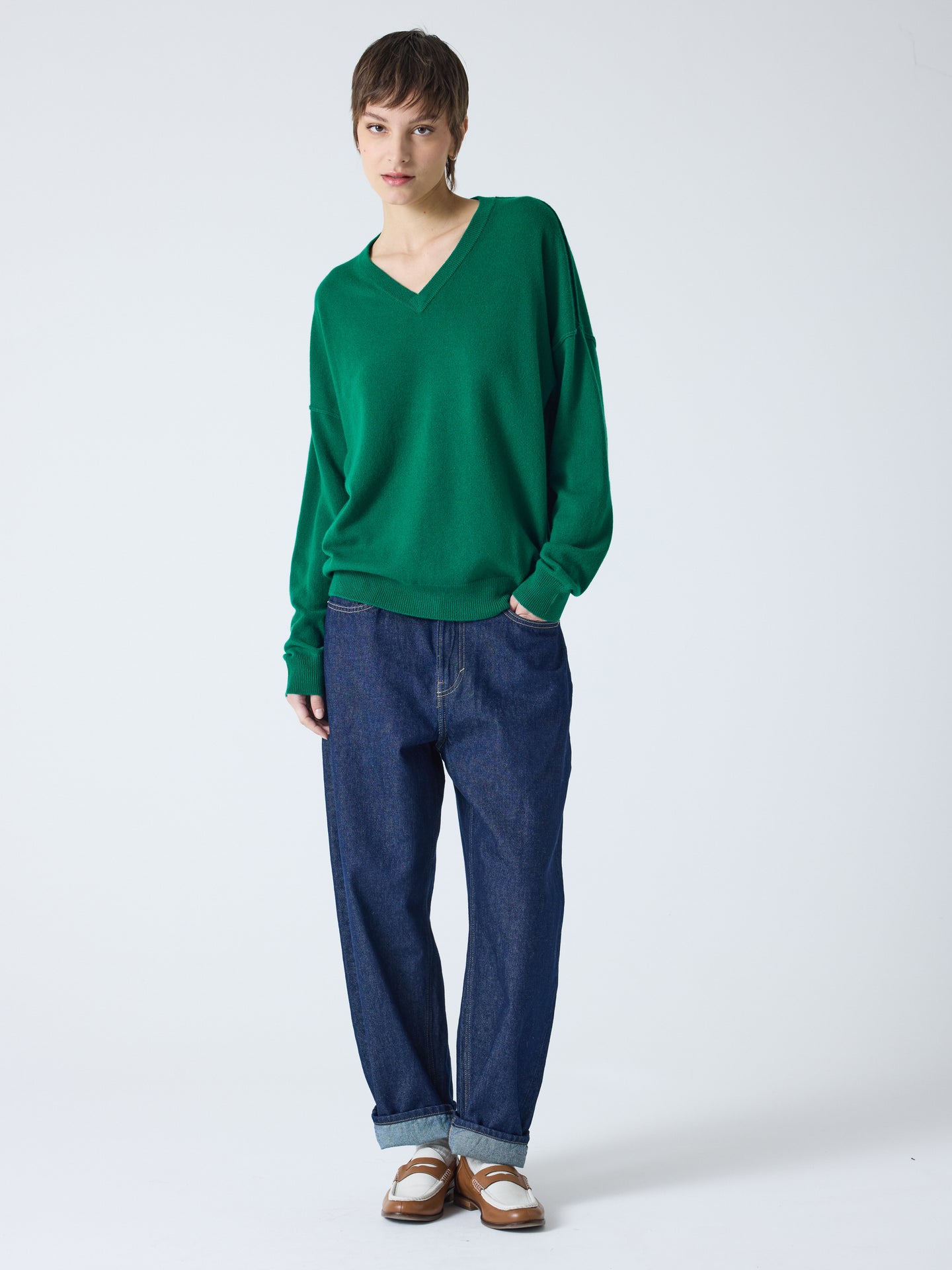 arden - Pull col V 100% cachemire - leaf