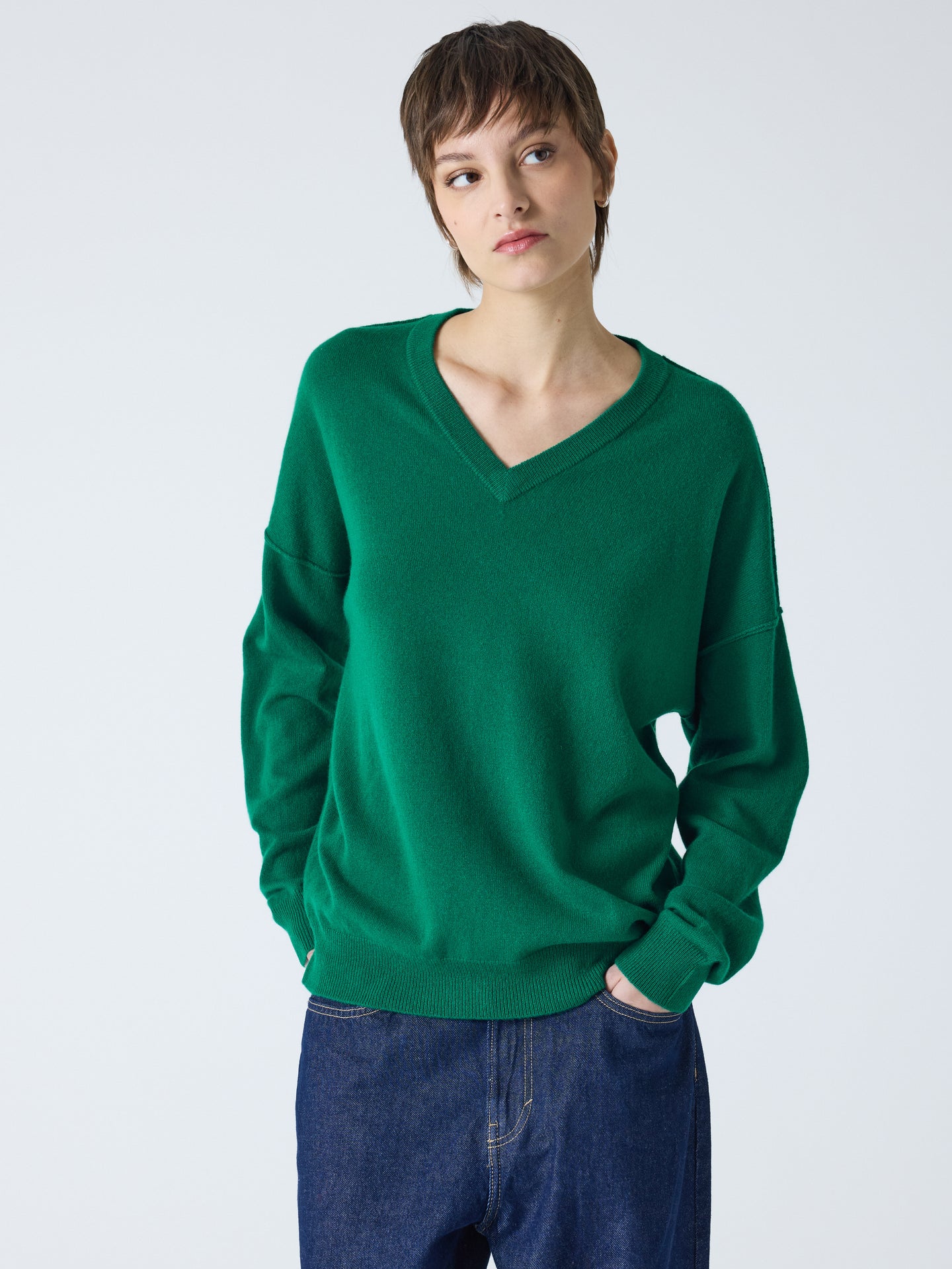 arden - Pull col V 100% cachemire - leaf