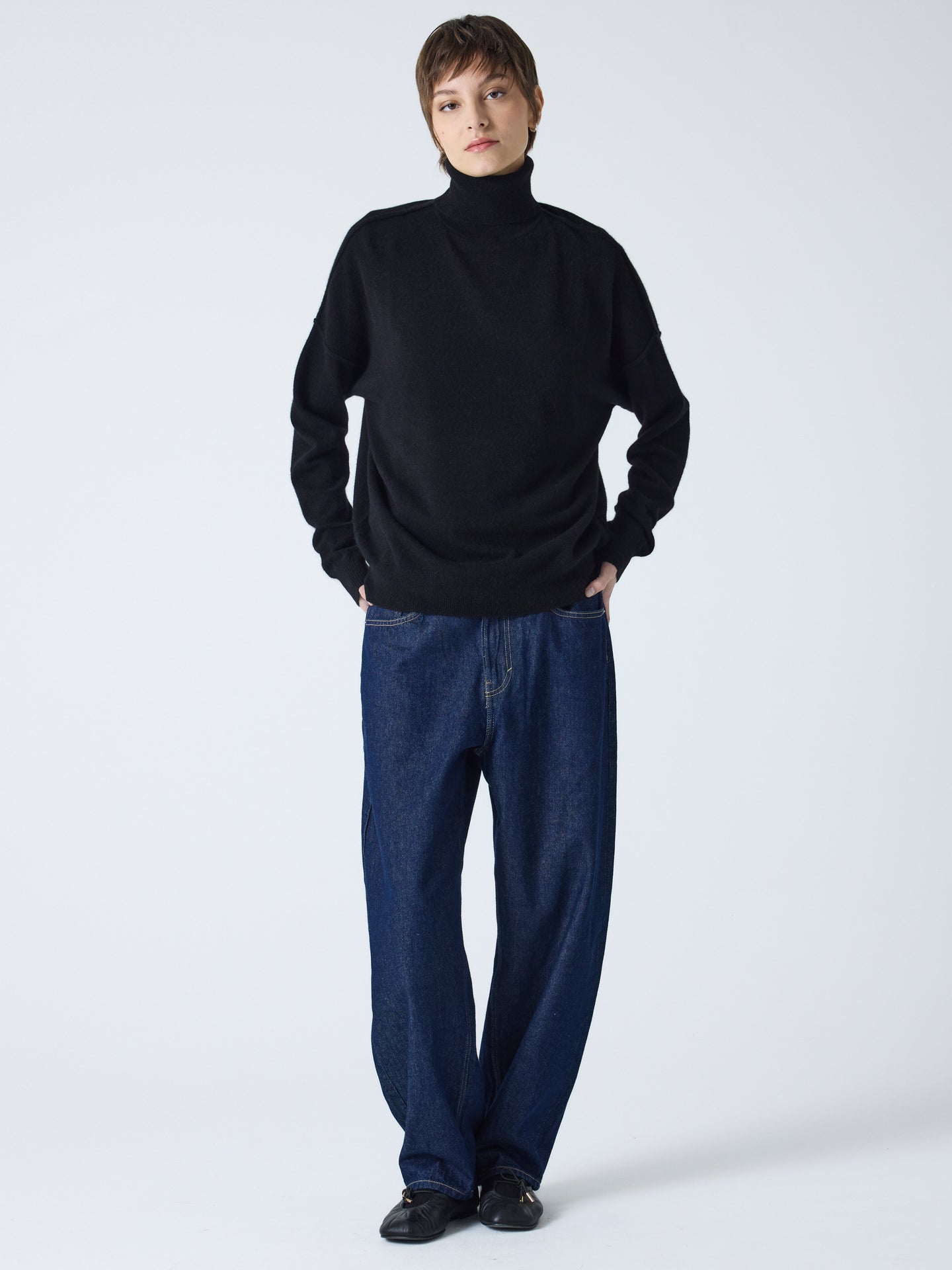 owen - Pull col roulé 100% cachemire - black