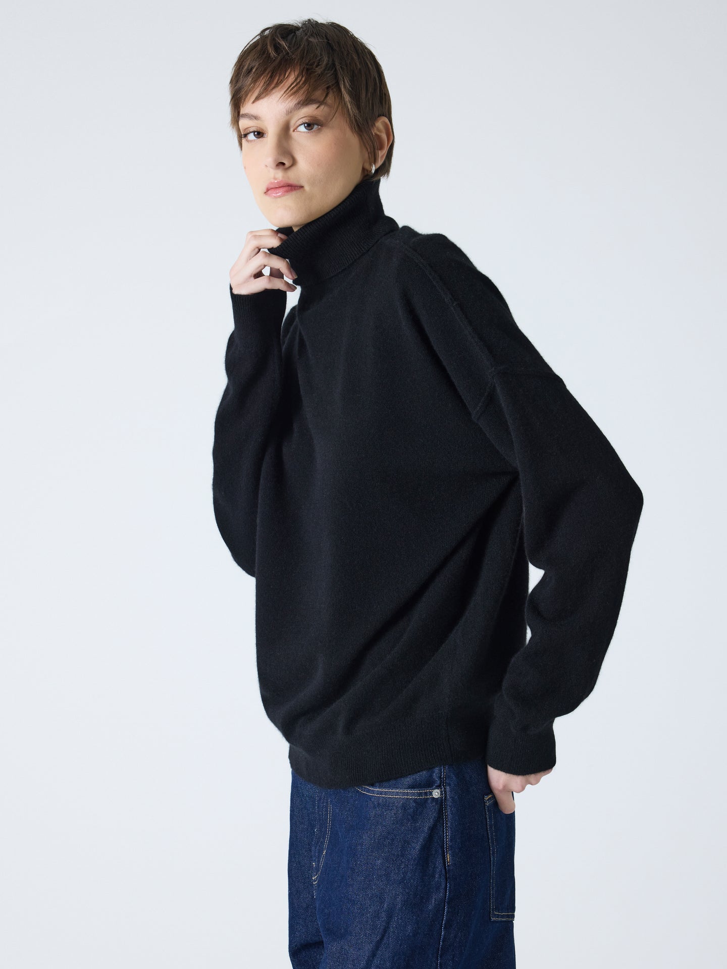 owen - Pull col roulé 100% cachemire - black