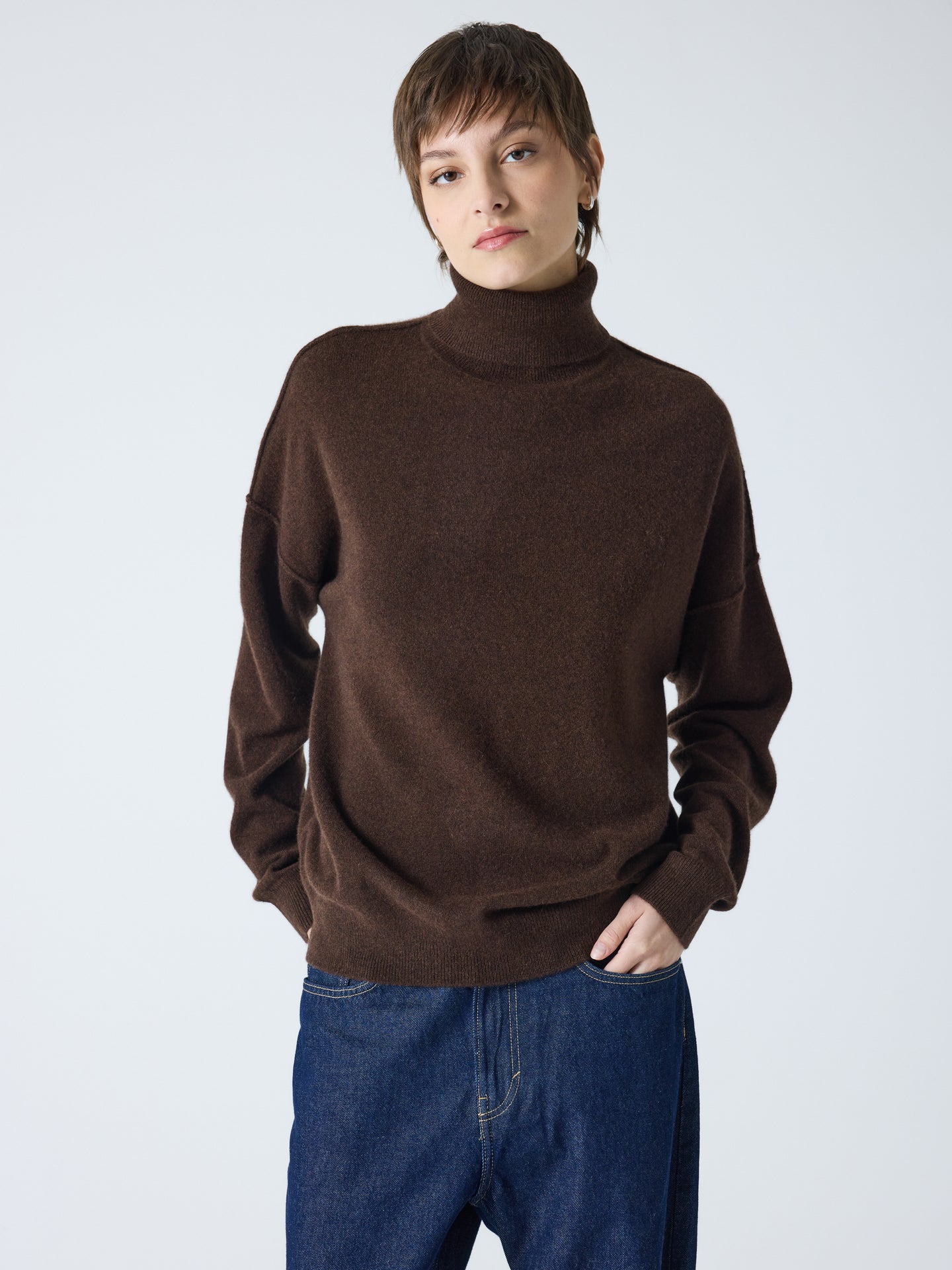 owen - Pull col roulé 100% cachemire - brownie