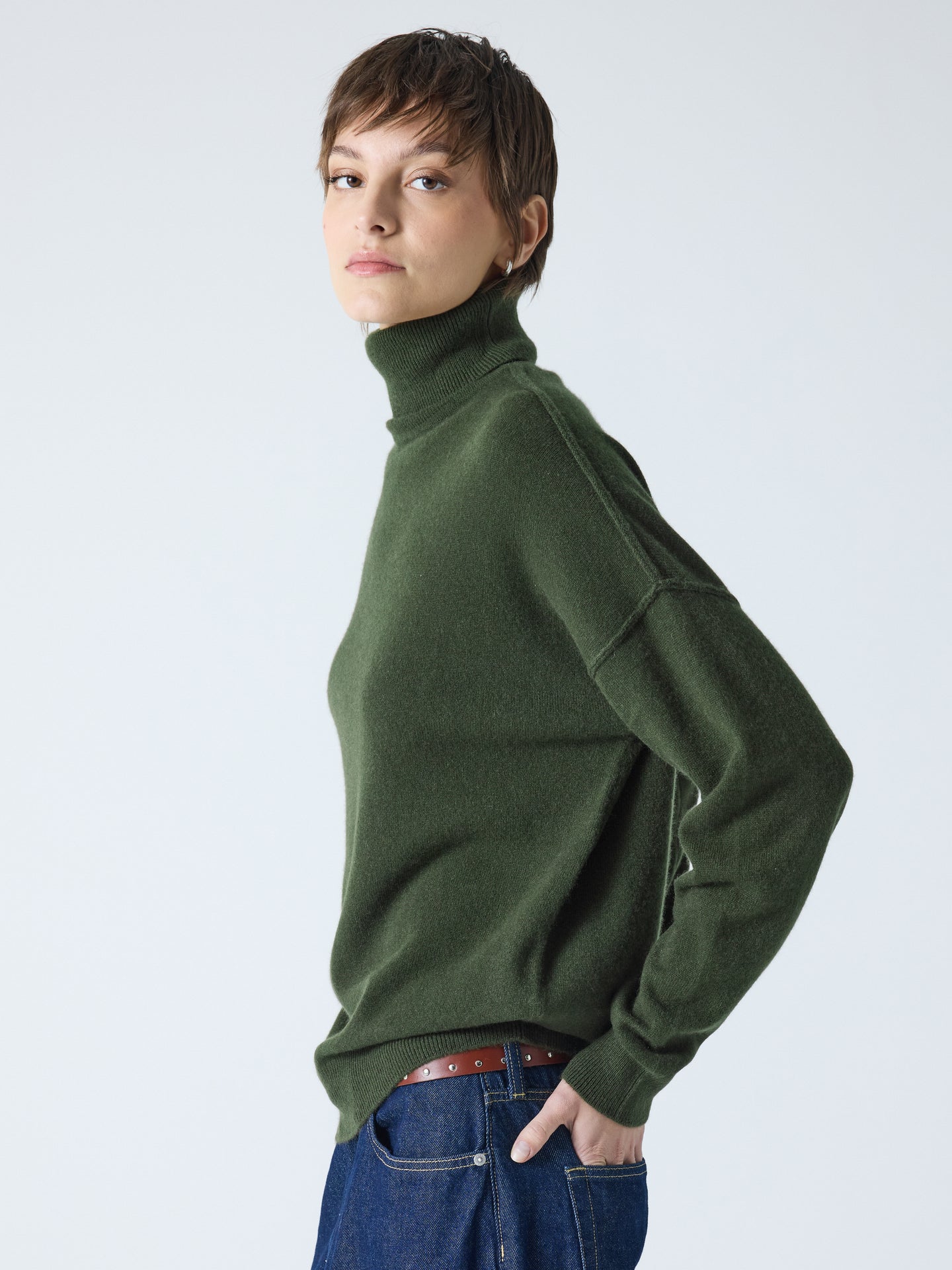 owen - Pull col roulé 100% cachemire - forest