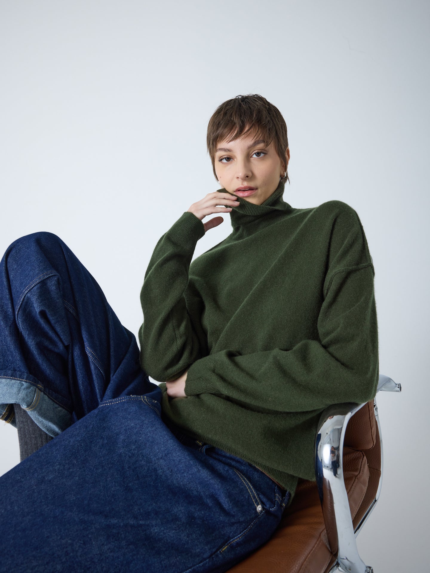 owen - Pull col roulé 100% cachemire - forest