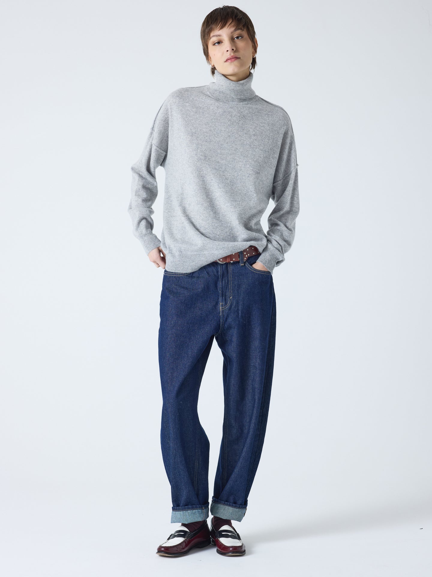 owen - Pull col roulé 100% cachemire - light heather grey