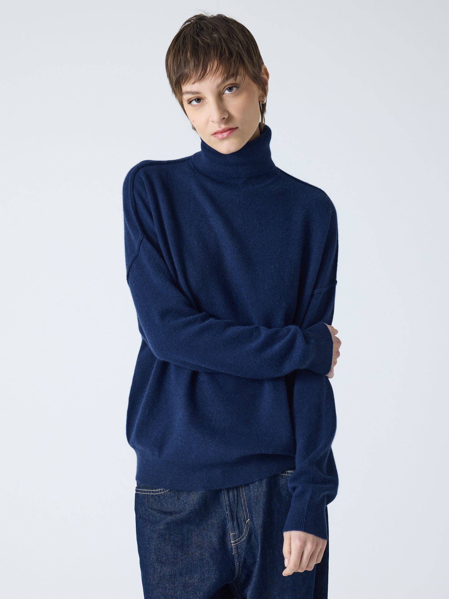 owen - Pull col roulé 100% cachemire - navy