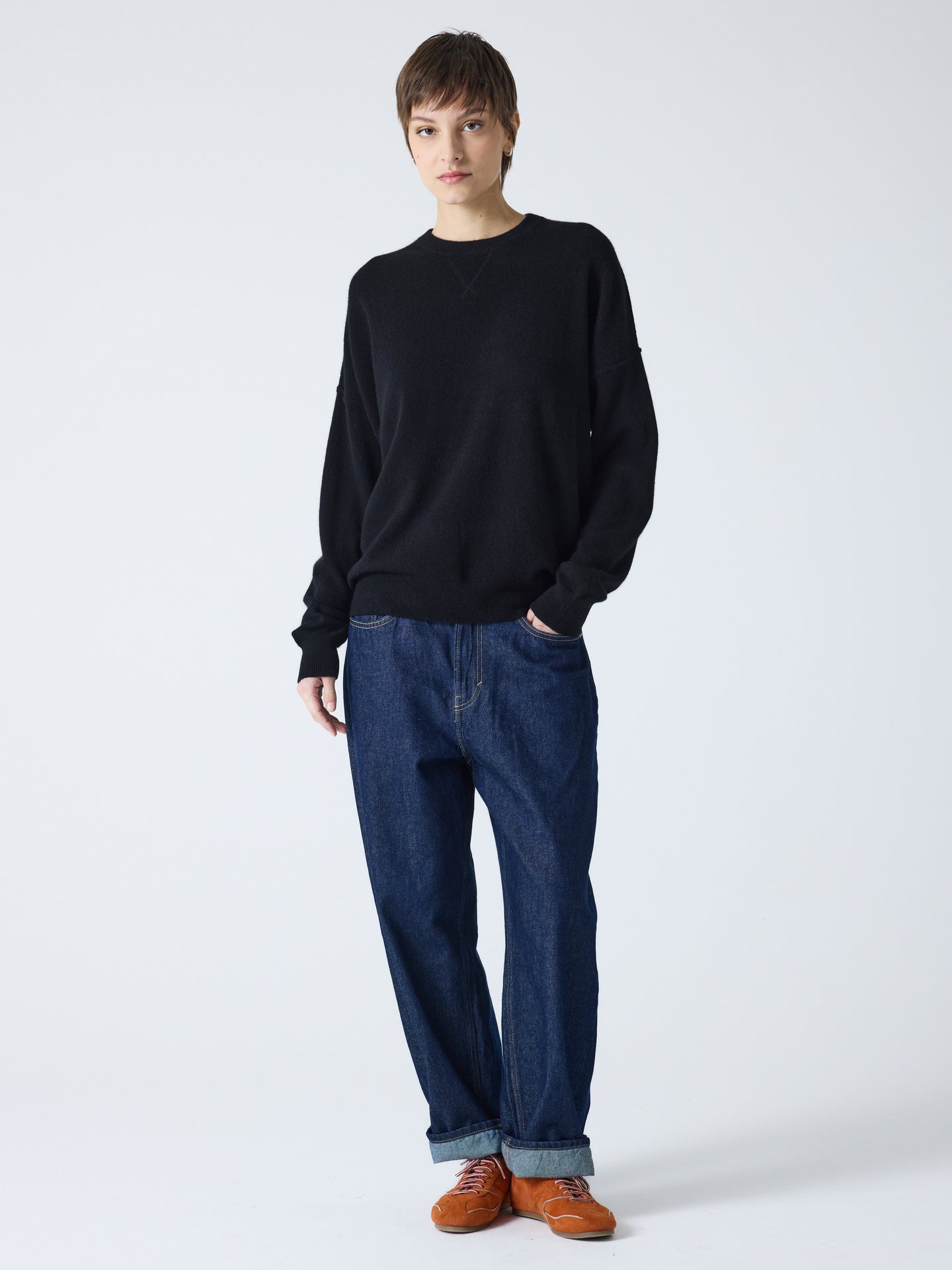 andy - Pull col rond 100% cachemire - black