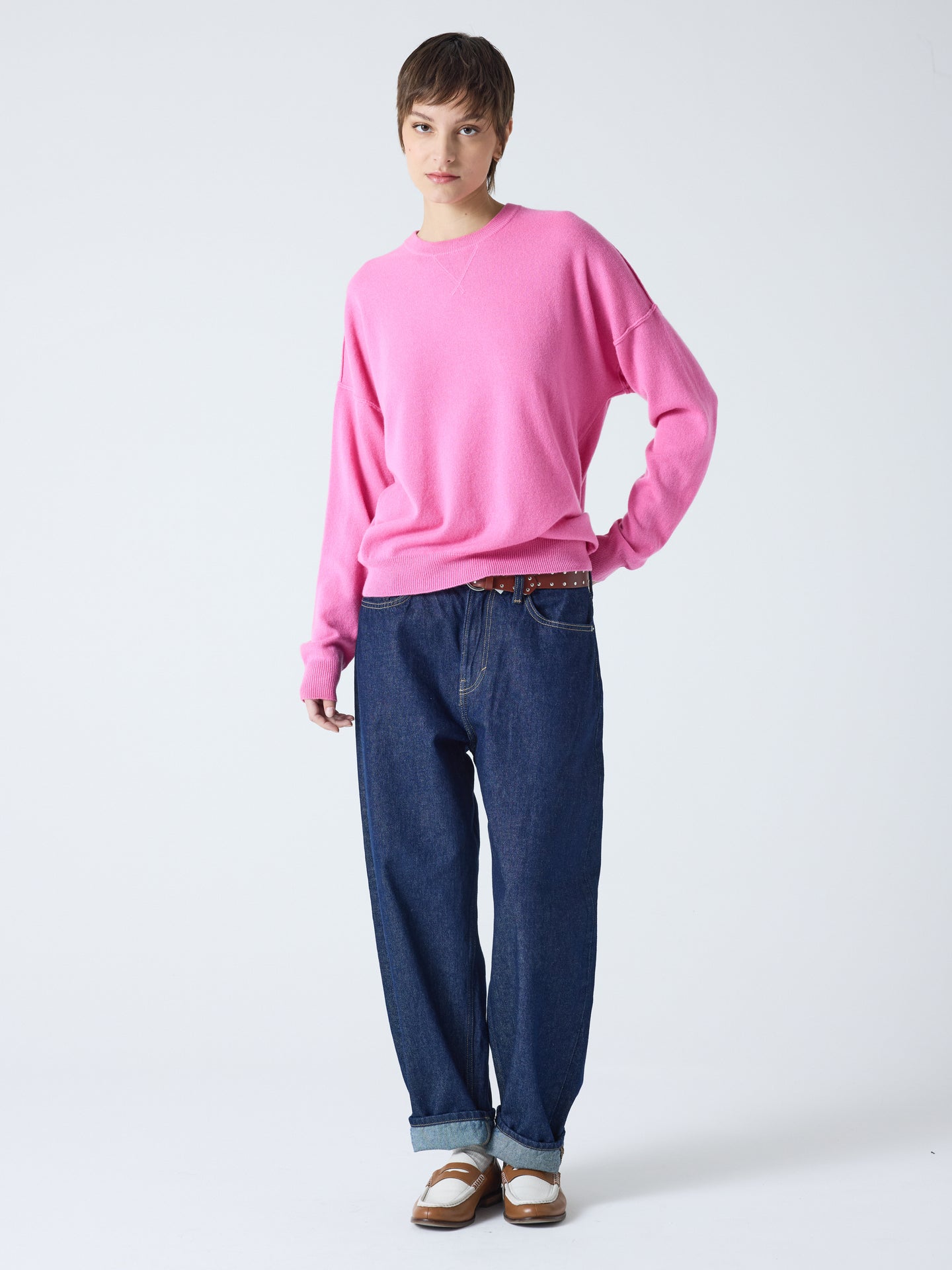 andy - Pull col rond 100% cachemire - candy