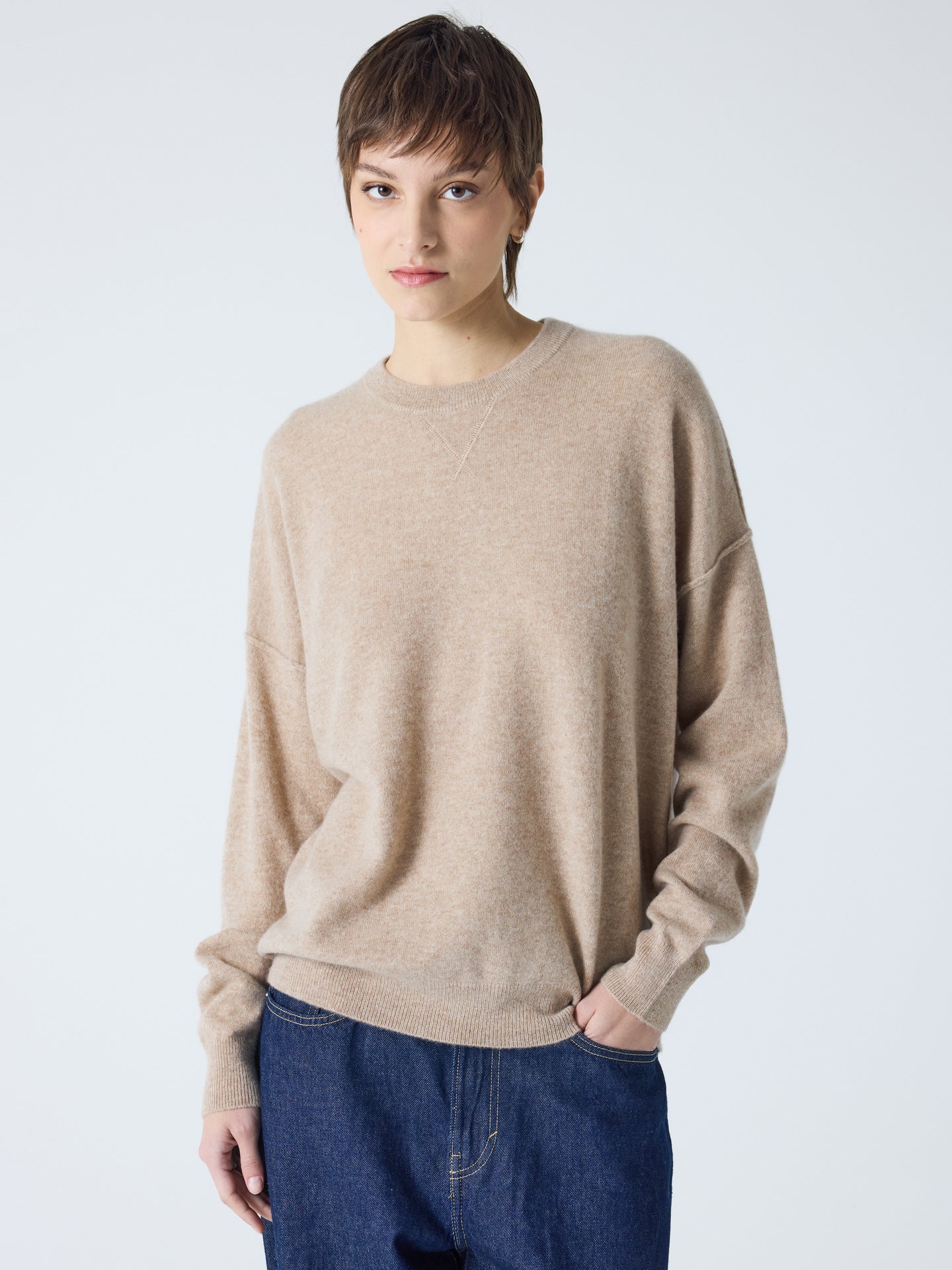 andy - Pull col rond 100% cachemire - chestnut