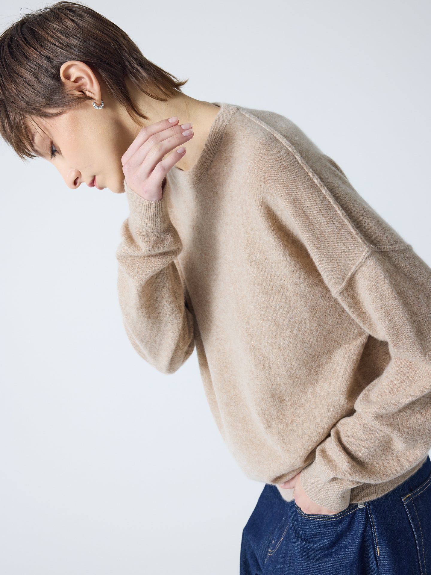 andy - Pull col rond 100% cachemire - chestnut