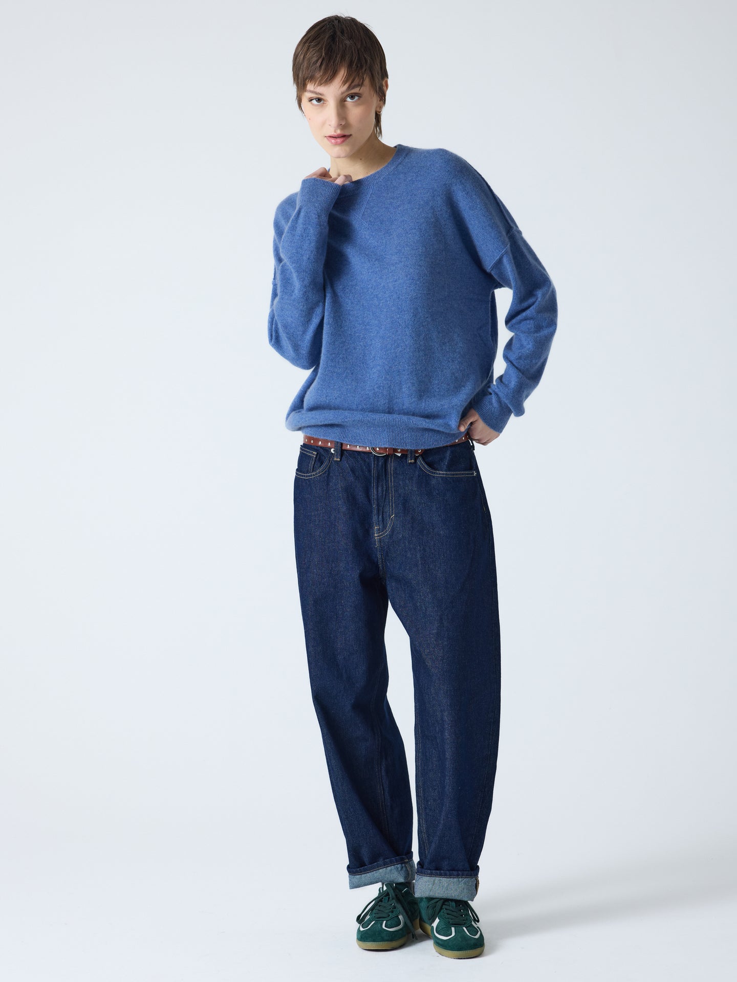 andy - Pull col rond 100% cachemire - denim