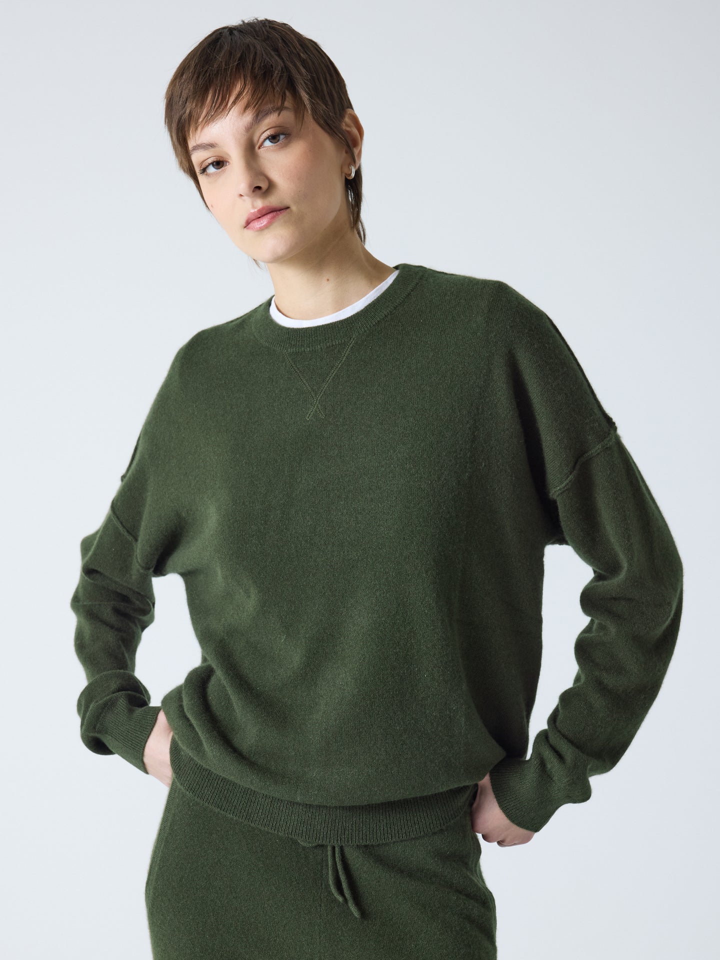 andy - Pull col rond 100% cachemire - forest