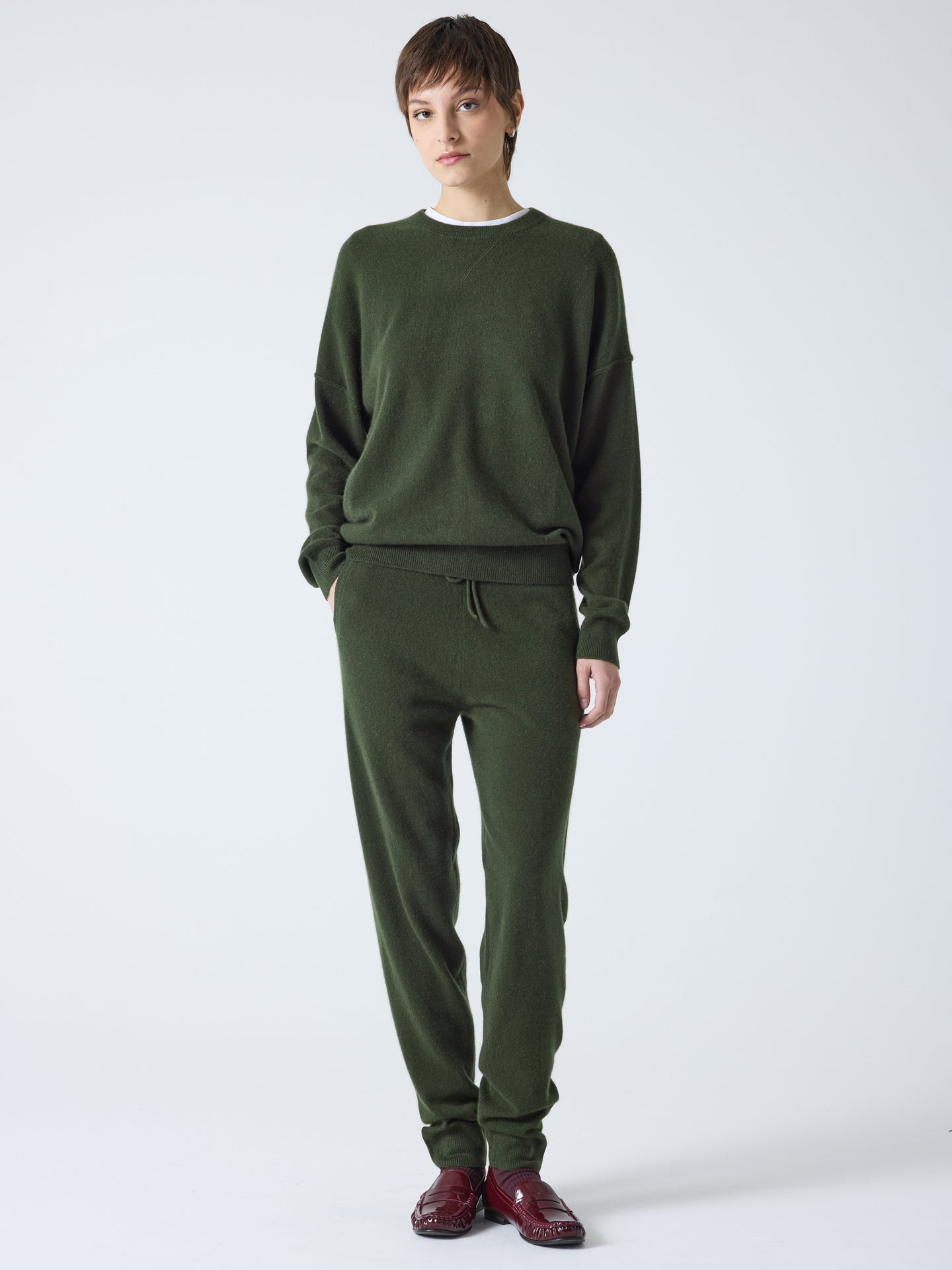 andy - Pull col rond 100% cachemire - forest