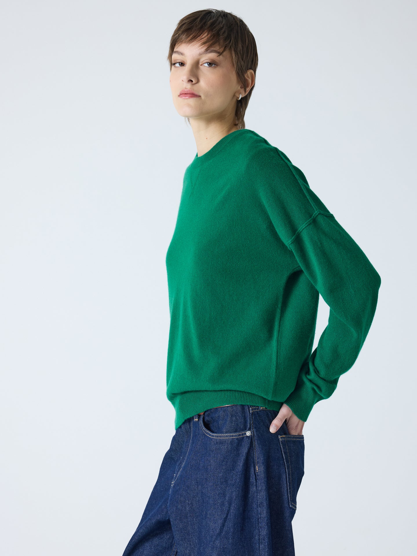 andy - Pull col rond 100% cachemire - leaf