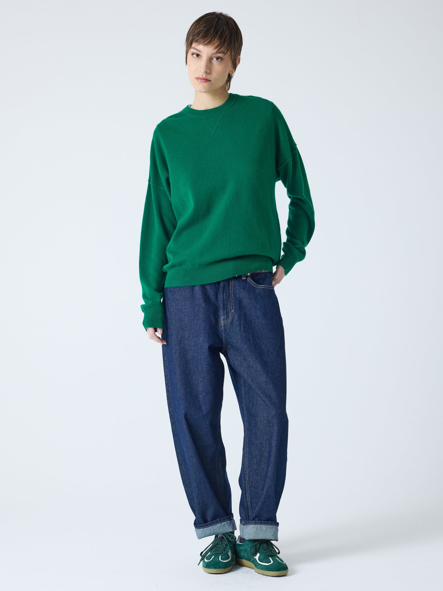 andy - Pull col rond 100% cachemire - leaf