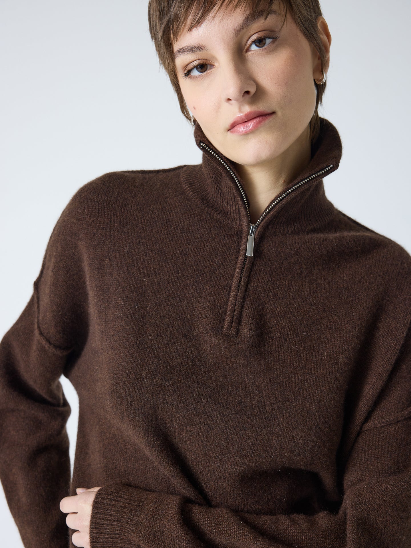 blake - Pull col rond 100% cachemire - brownie