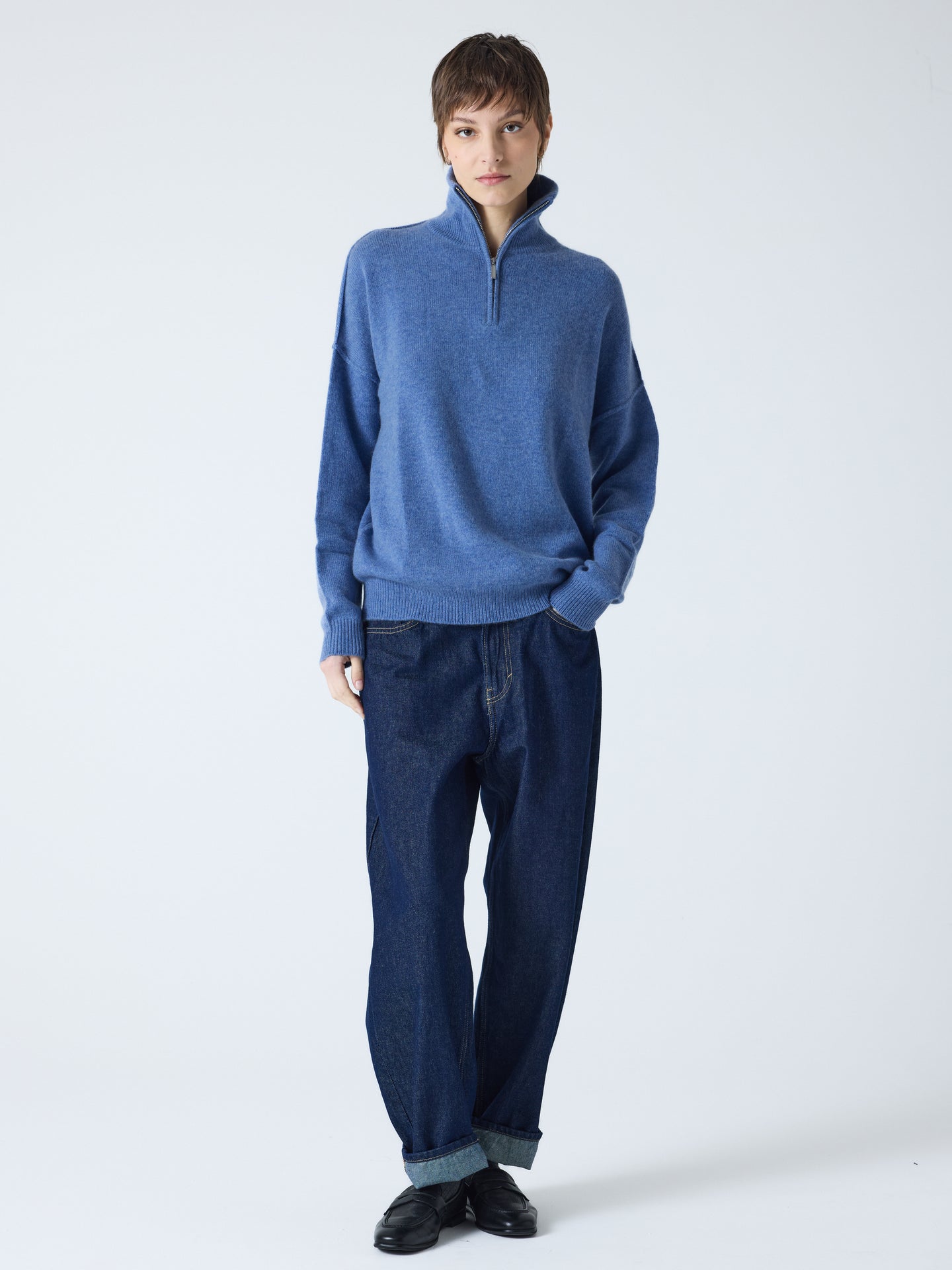 blake - Pull col rond 100% cachemire - denim