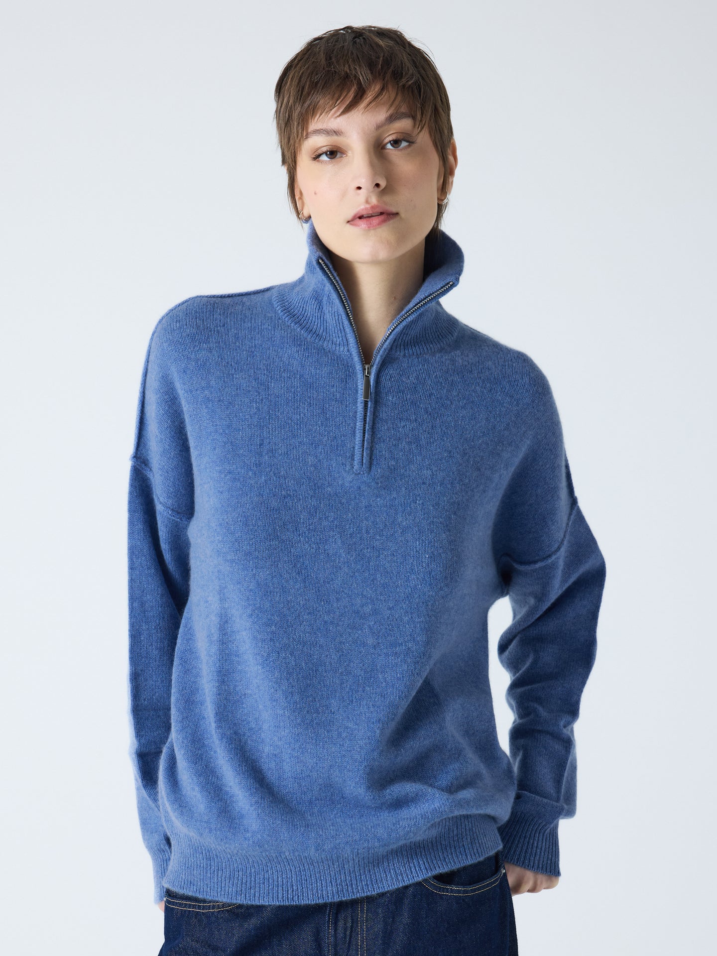 blake - Pull col rond 100% cachemire - denim