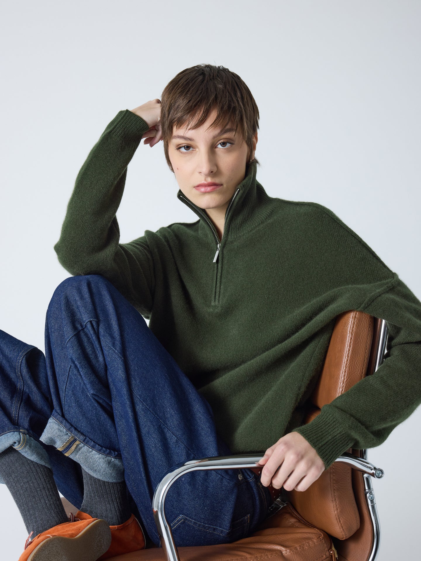 blake - Pull col rond 100% cachemire - forest