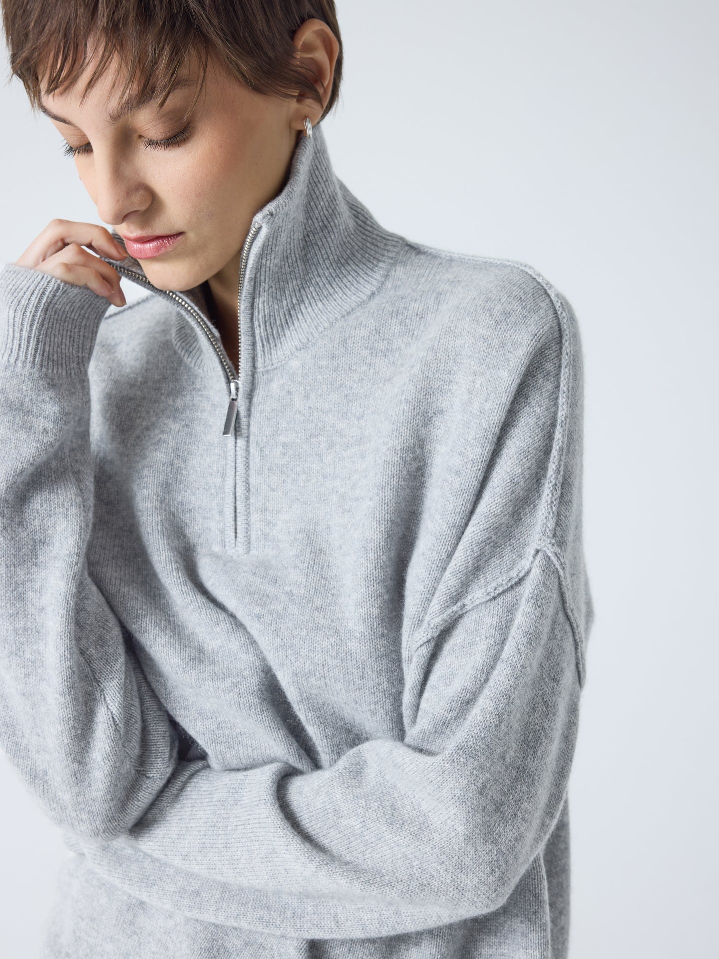 blake - Pull col rond 100% cachemire - light heather grey