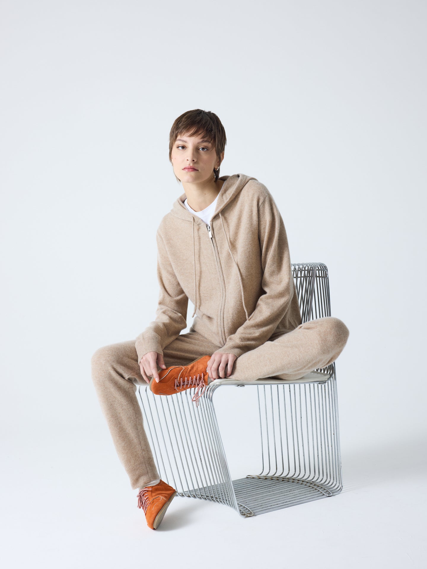 dany - Gilet à capuche zippé 100% cachemire - chestnut