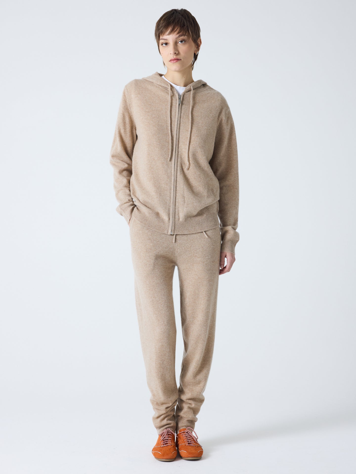 dany - Gilet à capuche zippé 100% cachemire - chestnut