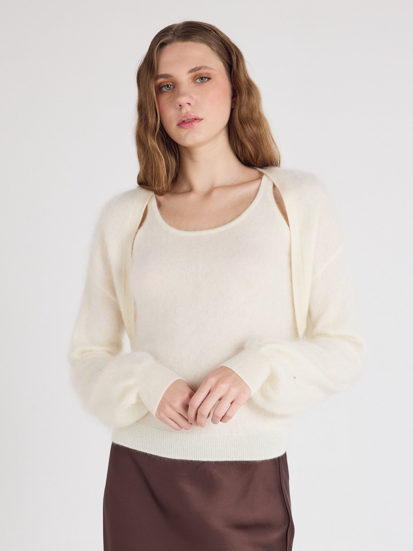 billie - Twinset 100% cachemire - cream