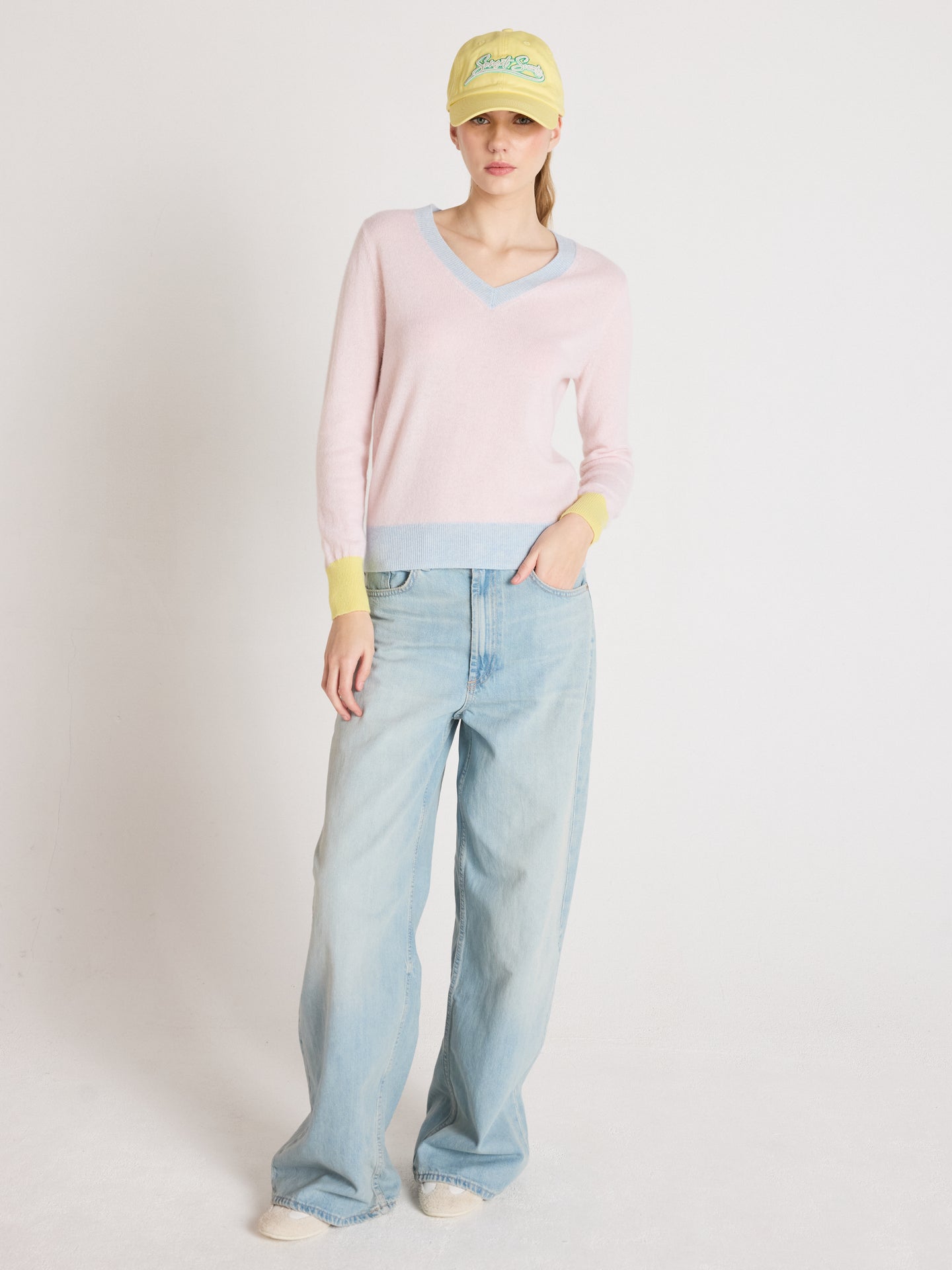 isla - Kaschmirpullover mit V-Ausschnitt - ballerina