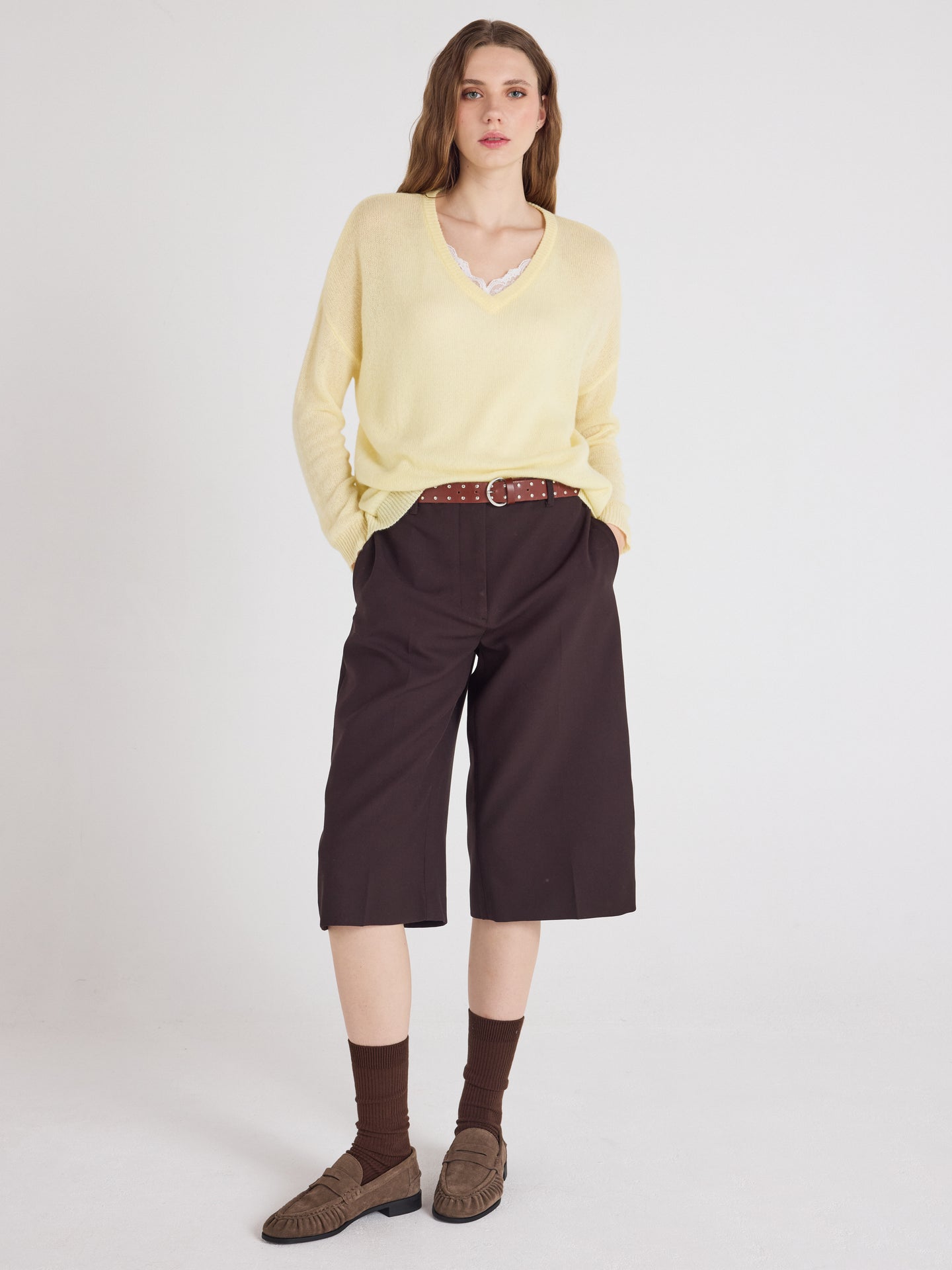 angelica - Pull col V en cachemire - limelight