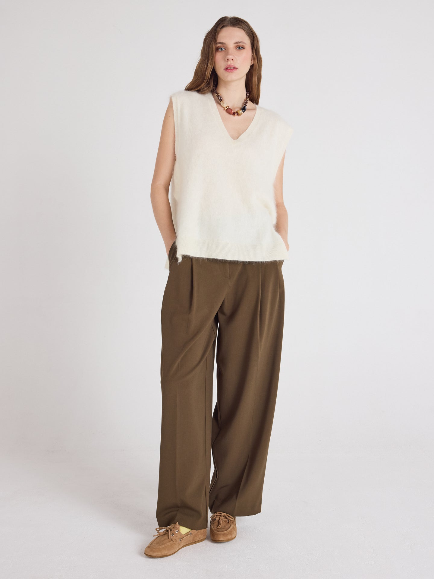 miriam - Pull cachemire brossé - cream