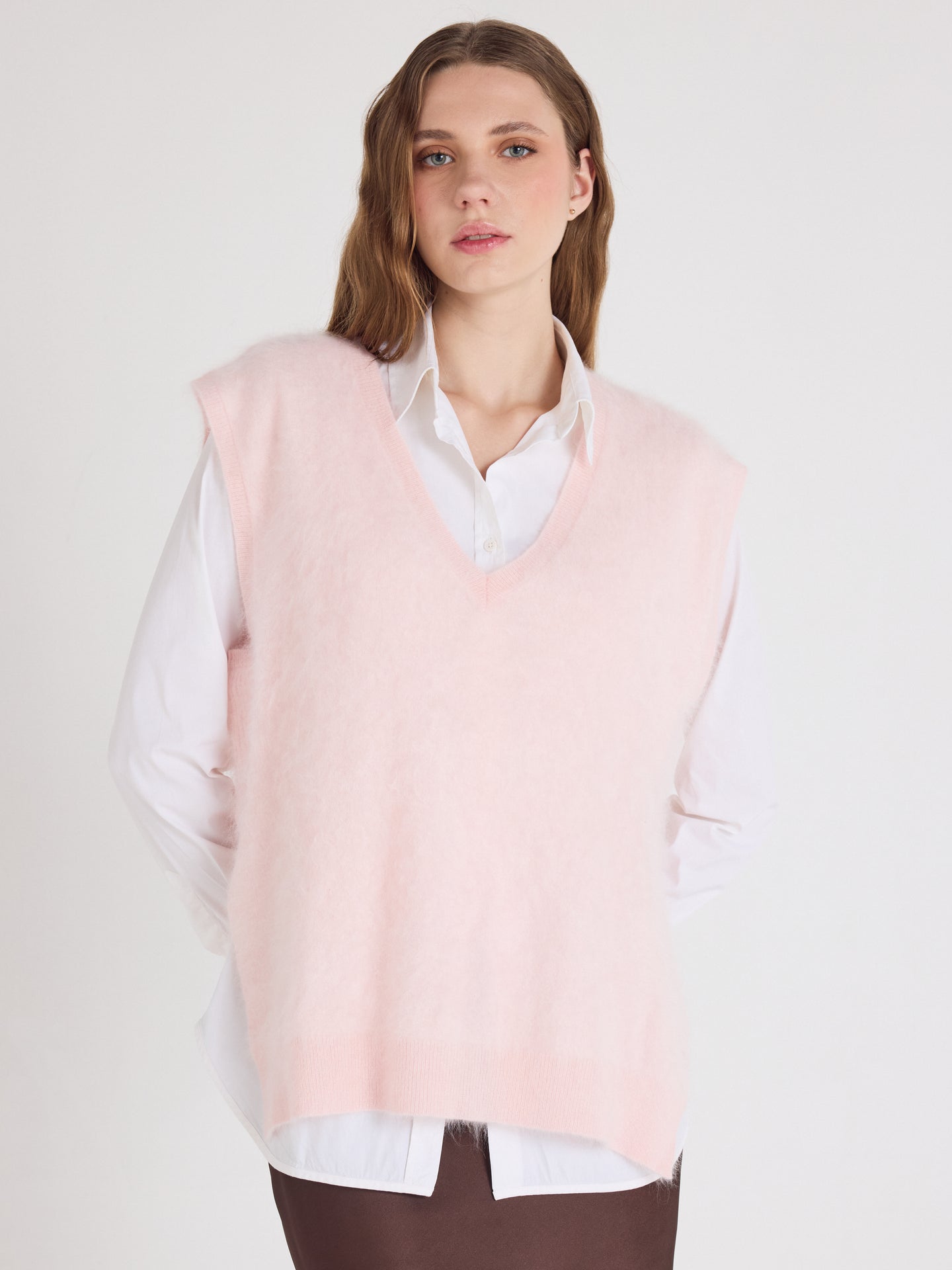 miriam - Gilet in cashmere spazzolato - rosa cipria chiaro