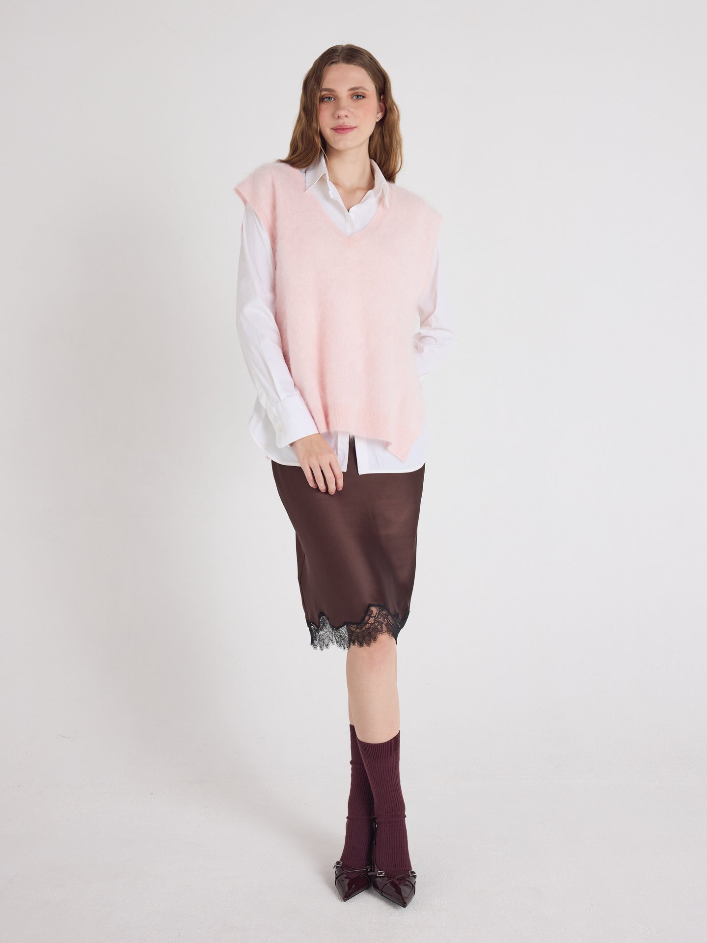 maglione miriam - cashmere spazzolato - rosa cipria chiaro
