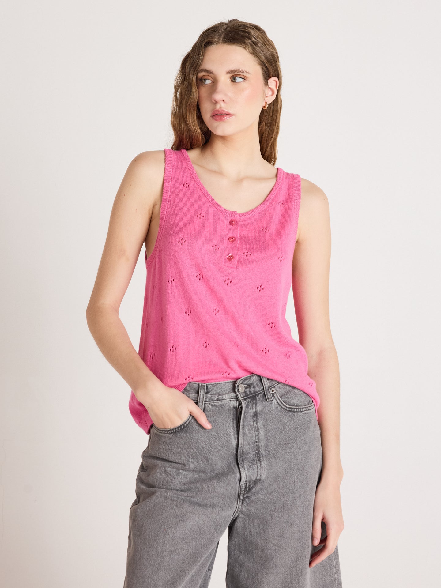 penelope - Débardeur coton cachemire - flamingo pink