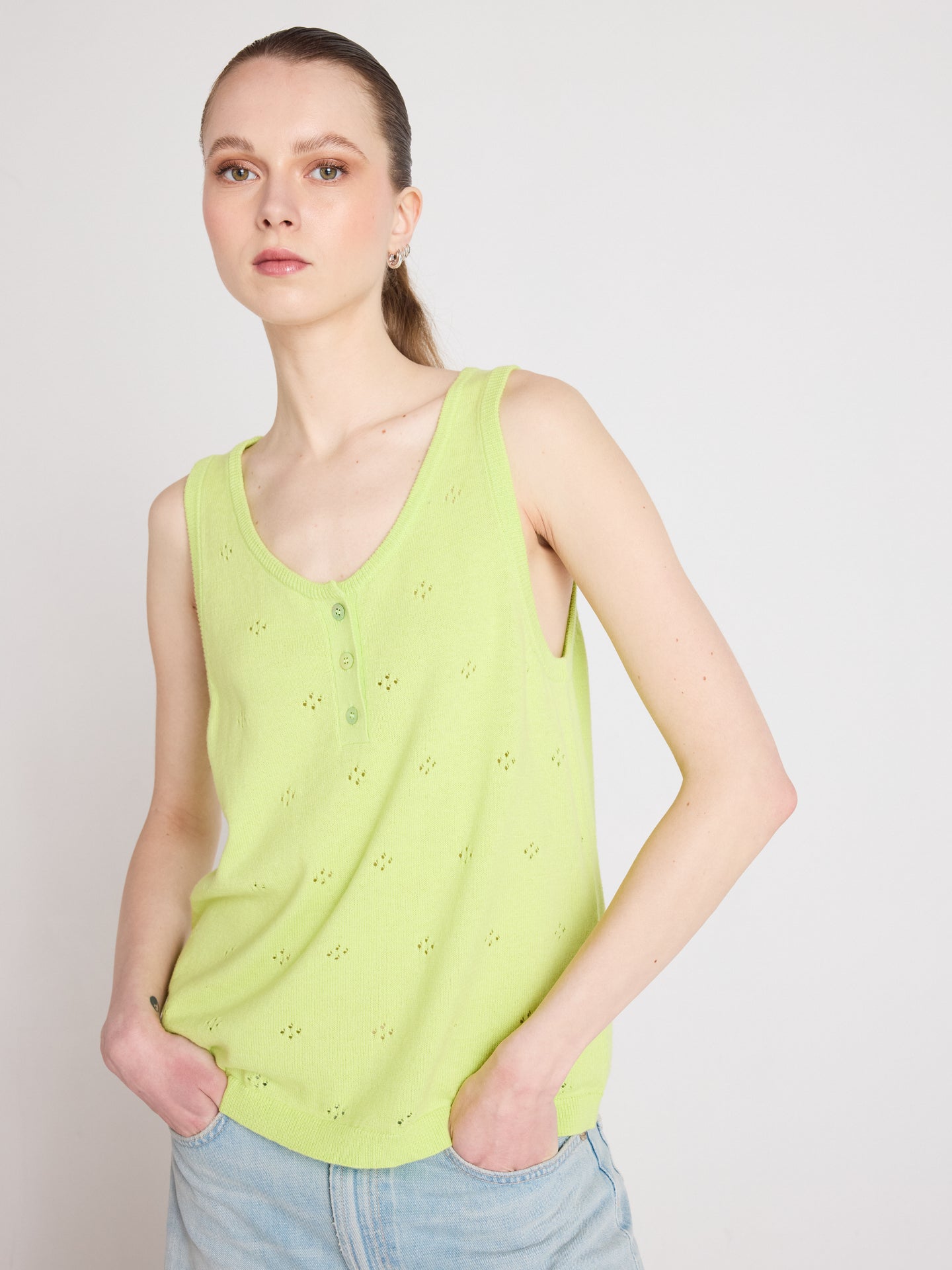 débardeur penelope - coton cachemire - lime